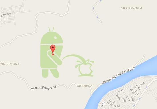 “Android机器人对着苹果图标尿尿”的恶搞事件