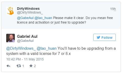 正版用户才能升级Windows 10
